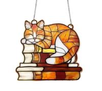 Crystal Cat Suncatcher, Hanging Window Ornament, Prism Light Decor
