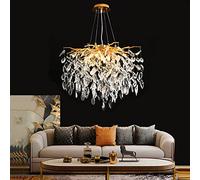 Crystal Chandelier with Raindrop Pendants for Kitchen and Living Room Linear Fixture