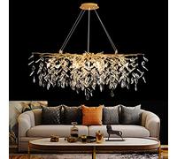 Crystal Chandelier with Raindrop Pendants for Kitchen and Living Room Linear Fixture