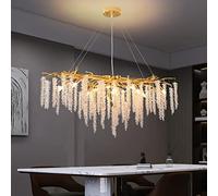Crystal Chandelier with Raindrop Pendants for Kitchen and Living Room Linear Fixture