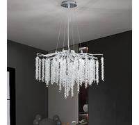 Crystal Chandelier with Raindrop Pendants for Kitchen and Living Room Linear Fixture
