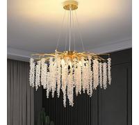 Crystal Chandelier with Raindrop Pendants for Kitchen and Living Room Linear Fixture