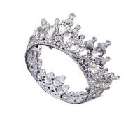 Crystal Circle Diadem Bridal Queen King Tiaras Metal Crown Party Banquet Head Heavy Heavy Hair Jewellry Accesorios (Corona plateada)