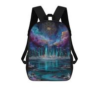 Crystal Cityscape with Celestial Mandala Mochila, Mochila Escolar Impresa En 3D, Bolsa Para El Almuerzo Escolar, Mochila De Viaje, Mochila Para Amigos, Mochila Escolar Para Niñas Y Niños 17inch