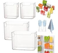 Crystal Clear Freezer Storage Bins, Premium Clear Fridge Organisers Set, Stackable Plastic Kitchen Storage Containers with Handles for Freezer, Pantry,Cupboard and Cabinet Organization (2B-L+2B-S)