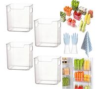 Crystal Clear Freezer Storage Bins, Premium Clear Fridge Organisers Set, Stackable Plastic Kitchen Storage Containers with Handles for Freezer, Pantry,Cupboard and Cabinet Organization (4B-S)