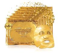 Crystal Collagen Gold Gel Face Mask 24k - Lujosa Mascarilla de Gel Antienvejecimiento - Mascarilla de Tela - Hidratante y Rejuvenecedora - Reduce Líneas Finas, Ojeras y Ojos Hinchados - Pieza:6