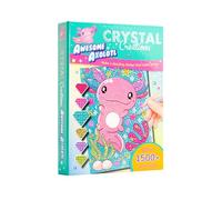 Crystal Creations Mini: Awesome Axolotl - Kit completo de pintura de diamantes para principiantes - Juego de pintura de diamantes mini con lápiz, goma de silicona y más de 1500 diamantes brillantes