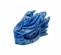 Crystal Crystal Gemstone Animal Dragon Skulls Head Carving Sculpture Blue Collect Home Decor Gifts