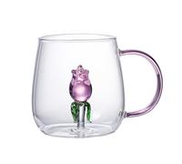 Crystal Cups Glass - Vaso 3D Transparente Con Diseño De Fresa | Copa De Deseo Única | Taza De Vidrio Multipropósito Estético Para Café, Té O | Lindo Regalo Para Amigos Y Seres Queridos