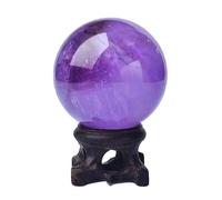 Crystal Decor Sphere for Amethyst Ball Crystal Ball with Stand Real Crystal Sphere Amethyst Ball for Decor and Divination,Purple,40mm