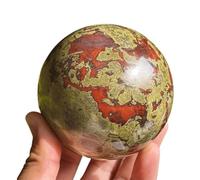 Crystal Dragon Blood Stone Ball Crystal Ball, Home Decoration Fengshui Divination Sphere with Wood Stand,50~55mm