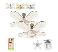 Crystal-Effect LED Ceiling Fan with Lights and Remote Control, 5-Blade Dimmable Chandelier Fan Light, 3 Speeds Quiet Operation, E27 Socket Modern Smart Fan for Bedroom Living Room Dining Room (2Pcs)