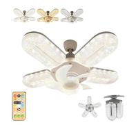 Crystal-Effect LED Ceiling Fan with Lights and Remote Control, 5-Blade Dimmable Chandelier Fan Light, 3 Speeds Quiet Operation, E27 Socket Modern Smart Fan for Bedroom Living Room Dining Room (1Pc)