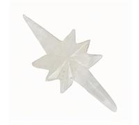 Crystal Eight-Pointed North Star Carving - 5.9-6.3 Inches (15-16 cm) Stone Sculpture, Handcrafted Crystal Décor for and Home(White Quartz)