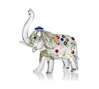 Crystal Elephant Figurine with Nose Up Crystal Encrusted Gemstone Elephant with Evil Eye Figurine Collectible Glass Animal Figurines