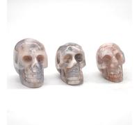 Crystal Flower Agate Skull Statue Crystal Decoration Collection Stone Statue (Size : 90-109g)