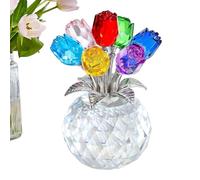 Crystal Flowers - Colorful Rose Romantic Desk Figurine, Aesthetic Crystal Rose Ornament for Home Decor | Romantic, Gift Idea for Wife, Mom, Women | Mother’s Day, Valentine’s, Wedding, Birthday, Party