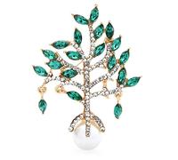 Crystal for Tune Tree Brooches for Women Men Rhinestone Tree Flower Party Office Brooch Pin