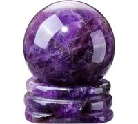 Crystal Gemstone Ball Polished Quartz Crystal Stone Sphere Ornament for Divination Feng Shui Home Office Decor Crystal Gift,Purple
