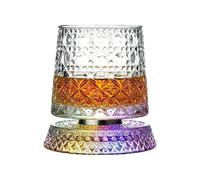 Crystal Glass, 360 Degree Rotating Whiskey Cup, Elegant Cocktail Drinkware Glass For Ice Juice Tea Water Coffee Drinking Women Men Party Cups Wedding Kitchen Bar Home Entertaining Beverage Serving Use