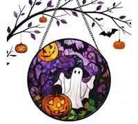 Crystal Glass Pumpkin Suncatcher For Halloween Window Decor