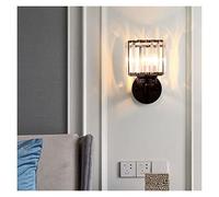 Crystal Gold Wall Lamp Light Luxury Bedroom Bedside Lamp Hotel Villa Corridor Decorative Square LED Sconces Lighting Black (Color : Dia 14cm Gold A Size : Warm White) (Dia 15cm Black B Cool White)