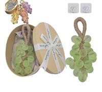 Crystal Grape Soap on a Rope,Personalized Original Handmade Crystal Grape Soap,Gentle Cleansing Soaps,Lasting Fragrance,Natural Fruit Shaped Bath Bar,for Men and Women To Hang Decor (SIZE, A-011)