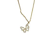 Crystal Heart Necklace,925 Hollow Butterfly Necklace for Women Light Zirconcle The for Women/