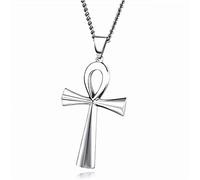 Crystal Heart Necklace,Egypt Ankh Necklace for Women Men Key of Life Stainless Steel Egyptian Cnecklace Hip Hop Jewelry Gift/
