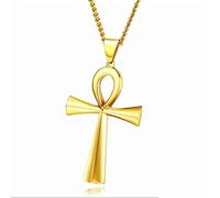 Crystal Heart Necklace,Egypt Ankh Necklace for Women Men Key of Life Stainless Steel Egyptian Cnecklace Hip Hop Jewelry Gift/-Color