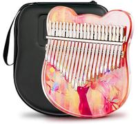 Crystal Kalimba Thumb Piano 21 teclas con estuche EVA Kit completo para niños adultos principiantes, forma de oso Piano de dedo de cristal transparente 17 teclas, instrumentos sicales profes