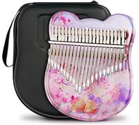 Crystal Kalimba Thumb Piano 21 teclas con estuche EVA Kit completo para niños adultos principiantes, forma de oso Piano de dedo de cristal transparente 17 teclas, instrumentos sicales profes