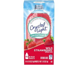 Crystal Light Mezcla de bebida de fresa silvestre con cafeína para llevar, 10 sobres de 31,1 g