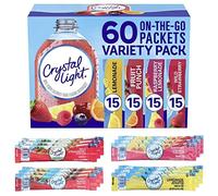Crystal Light On-The-Go - Paquete variado de bebidas en polvo - limonada, ponche de frutas, limonada de frambuesa y fresa silvestre - (60 unidades) - por Obanic