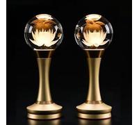 Crystal Lotus Lamp,Buddha Hall Lighting,Charging Design,Charge For 3 Hours, Light Up For 50 Days,Third Gear Discoloration,Suitable For Temples And Household Use, LJJY-KK, a, 8 inches