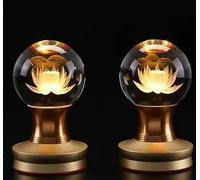 Crystal Lotus Lamp,Buddha Hall Lighting,Charging Design,Charge For 3 Hours, Light Up For 50 Days,Third Gear Discoloration,Suitable For Temples And Household Use, LJJY-KK, a, 4 inches