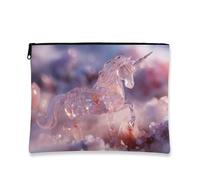 Crystal Magical Horse - Bolsa de viaje para cosméticos, maquillaje colorido de fantasía pastel, organizador pequeño con cremallera para mujeres, bolsa de lona portátil para el cuidado de la piel