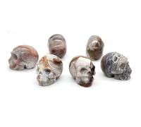 Crystal Mexican Agate Skull Statue Stone Carving Crystal Ornaments Halloween Supplies Witchcraft Home Decor (Size : 1 PCS)