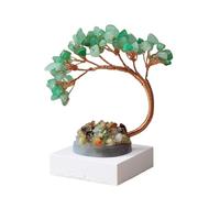 Crystal Money Tree Árbol de Cristal de Cristal Reiki Natural y Piedras de curación, Gem Beads Chakra Tree, Office Desk Decor Spiritual Crystal Tree Ornament Feng Shui Gem Tree (Verde)