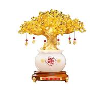Crystal Money Tree Natural Citrine Gemstone Árbol Grande, Bonsai Feng Shui Money Tree For Home Office Desk Decoración de Cristales Decoración de Navidad Feng Shui Gem Tree