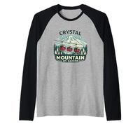 Crystal Mountain - Góndola con diseño Retro del Monte Rainier Camiseta Manga Raglan