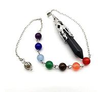 Crystal Natural StoneHexagonal Column Pendulum Pendant Dowsing Amulet Pendule Healing Chakra Pendulum Chain Charm Jewelry-Blue Sand