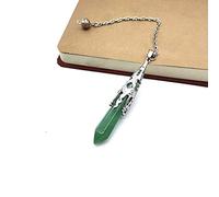 Crystal Natural StoneHexagonal Column Pendulum Pendant Dowsing Amulet Pendule Healing Chakra Pendulum Chain Charm Jewelry-Green Aventurine
