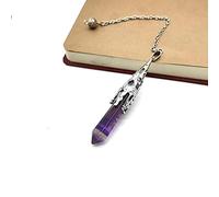 Crystal Natural StoneHexagonal Column Pendulum Pendant Dowsing Amulet Pendule Healing Chakra Pendulum Chain Charm Jewelry-Amethyst