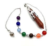 Crystal Natural StoneHexagonal Column Pendulum Pendant Dowsing Amulet Pendule Healing Chakra Pendulum Chain Charm Jewelry-Brown Sand