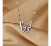 Crystal Necklace,Exquisite 925 Butterfly Necklace for Women Zircon Cnecklace Daily Jewelry Accessories/
