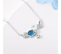 Crystal Necklace,Exquisite 925 Crystal Shell Flower Necklace for Women Jewelry/Blue
