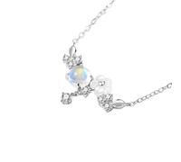 Crystal Necklace,Exquisite 925 Crystal Shell Flower Necklace for Women Jewelry/Color