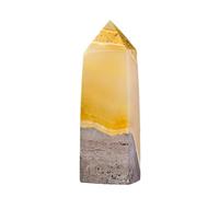 Crystal Point Tower - de piedra hexagonal de 4 cm, figura de citrino pulido, exhibición mineral natural, escultura decorativa de mesa, forma de energético de corte suave, estilo